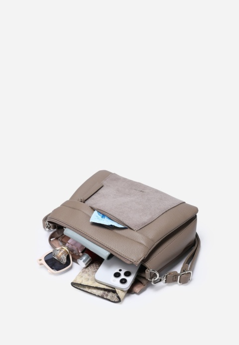 Torebka damska LUIGISANTO HS8117-Z Taupe z zamszem Torebka damska LUIGISANTO HS8117-Z Taupe z zamszem