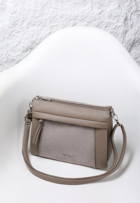 Torebka damska LUIGISANTO HS8117-Z Taupe z zamszem Torebka damska LUIGISANTO HS8117-Z Taupe z zamszem