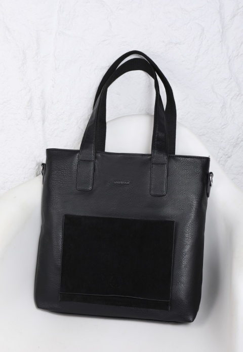 Torebka damska LUIGISANTO V6818-Z Black z zamszem Torebka damska LUIGISANTO V6818-Z Black z zamszem