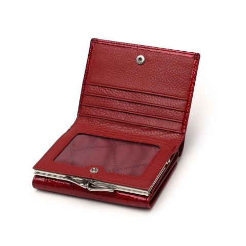 Portfel damski LUIGISANTO AE1009 czerwony lakierowany