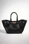 Luigisanto elegnacka damska torebka w stylu tulip bag z dopinanym długim paskiem ze skóry naturalnej w kolorze czarnym