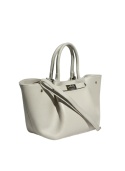 Luigisanto elegnacka damska torebka w stylu tulip bag z dopinanym długim paskiem ze skóry naturalnej w kolorze beżowym