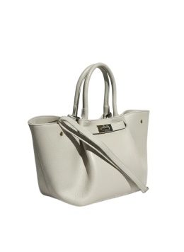 Luigisanto elegnacka damska torebka w stylu tulip bag z dopinanym długim paskiem ze skóry naturalnej w kolorze beżowym