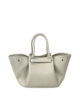 Luigisanto elegnacka damska torebka w stylu tulip bag z dopinanym długim paskiem ze skóry naturalnej w kolorze beżowym