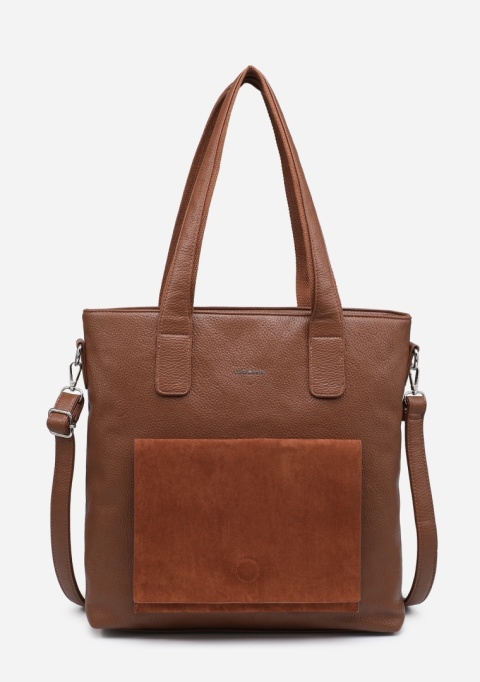 Torebka damska LUIGISANTO F6818-Z Camel z zamszem