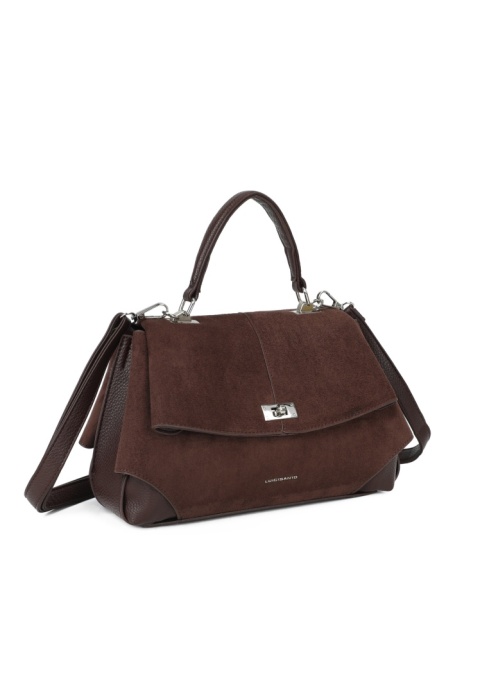 Elegancki kuferek z zamszem Luigisanto RX259136-2 czekoladowy