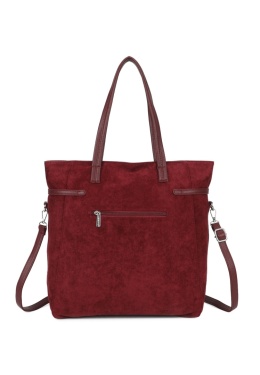 Modna duża zamszowa shopperka w bordowym kolorze RX259242-5