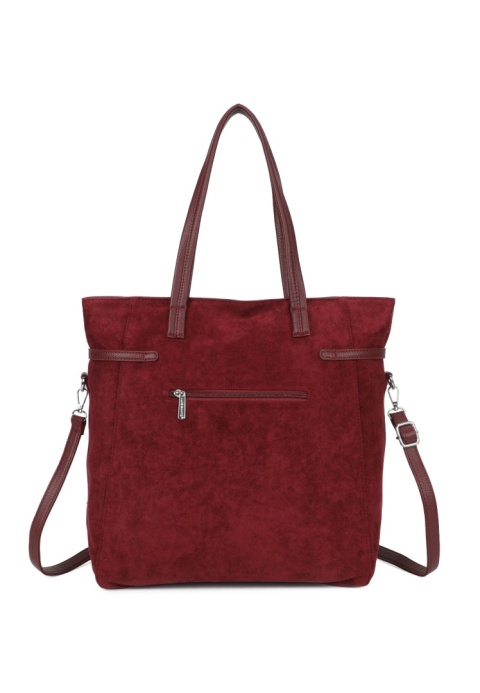Modna duża zamszowa shopperka w bordowym kolorze RX259242-5